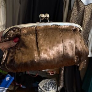 Sequin Clutch Bag - Bronze